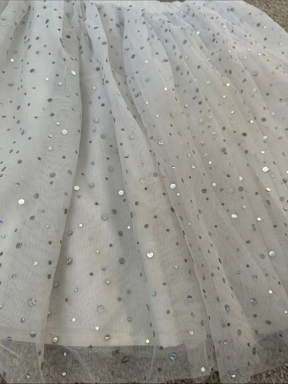 Gymboree White Tulle Skirt with Silver Sequin Accents